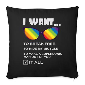 I Want To Break Free Ride My Bicycle - Sofakissenbezug 45 x 45 cm - Schwarz - Vorne