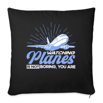 Cadeau d’atterrissage d’avion de pilote d’avion d’avion - Housse de coussin décorative 45 x 45 cm - noir - Devant