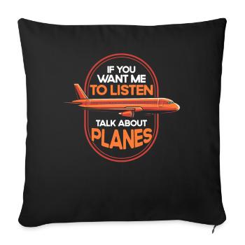 Cadeau d’atterrissage d’avion de pilote d’avion d’avion - Housse de coussin décorative 45 x 45 cm - noir - Devant