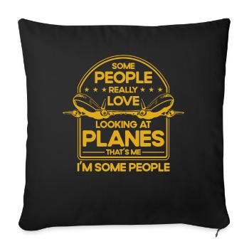 Cadeau d’atterrissage d’avion de pilote d’avion d’avion - Housse de coussin décorative 45 x 45 cm - noir - Devant