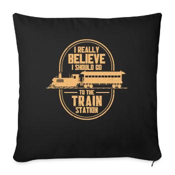 Modellbahn Zug Lokomotiven Geschenk - Sofakissenbezug 45 x 45 cm - Schwarz - Vorne