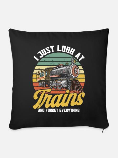 Modellbahn Zug Lokomotiven Geschenk - Sofakissenbezug 45 x 45 cm - Schwarz