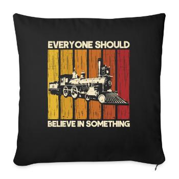 Modellbahn Zug Lokomotiven Geschenk - Sofakissenbezug 45 x 45 cm - Schwarz - Vorne