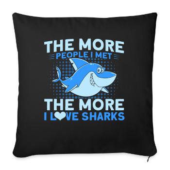 Shark Shark Lover Shark Gift - Sofa pillowcase 17,3'' x 17,3'' (45 x 45 cm) - black - Front
