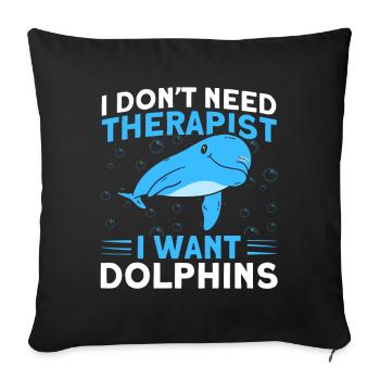 Dolphin Dolphin Lover Animal Dolphins Gift - Sofa pillowcase 17,3'' x 17,3'' (45 x 45 cm) - black - Front