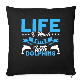 Dolphin Dolphin Lover Animal Dolphins Gift - Sofa pillowcase 17,3'' x 17,3'' (45 x 45 cm) - black - Front