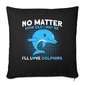 Dolphin Dolphin Lover Animal Dolphins Gift - Sofa pillowcase 17,3'' x 17,3'' (45 x 45 cm) - black - Front