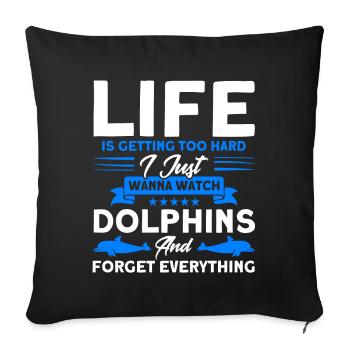 Dolphin Dolphin Lover Animal Dolphins Gift - Sofa pillowcase 17,3'' x 17,3'' (45 x 45 cm) - black - Front