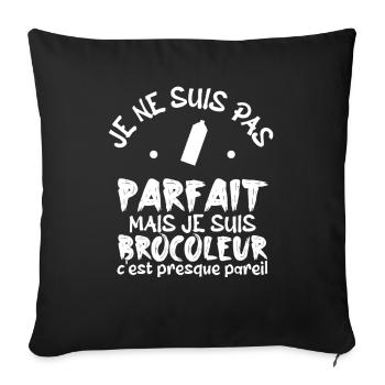 pas parfait mais je suis bricoleur ! - Housse de coussin décorative 45 x 45 cm - noir - Devant