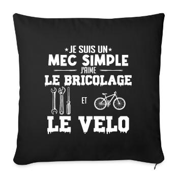 bricolage clé molette et velo mec simple - Housse de coussin décorative 45 x 45 cm - noir - Devant