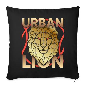 Drôle de Lion, Lion urbain, Lion d’or - Housse de coussin décorative 45 x 45 cm - noir - Devant