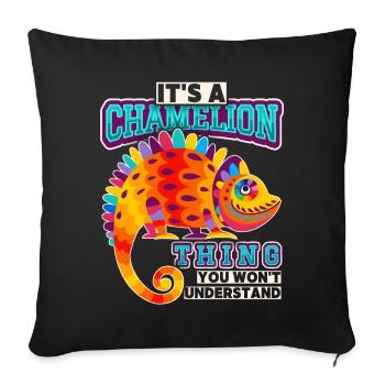 Caméléon, dicton drôle, C’est-un-caméléon-chose - Housse de coussin décorative 45 x 45 cm - noir - Devant