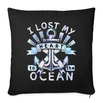 Ancre de navire, dicton romantique, amour de l’océan - Housse de coussin décorative 45 x 45 cm - noir - Devant