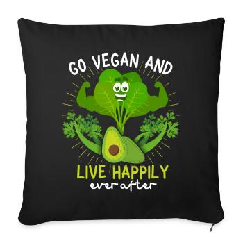 Lustiger Veganer Spruch mit Sellerie und Spinat - Sofakissenbezug 45 x 45 cm - Schwarz - Vorne