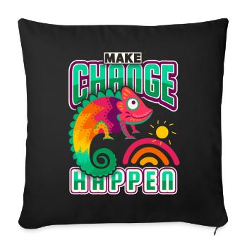 Caméléon, dicton drôle, dicton motivant - Housse de coussin décorative 45 x 45 cm - noir - Devant
