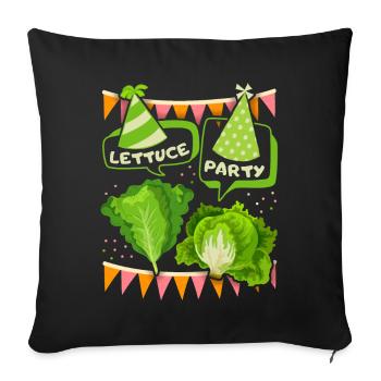 Salade, laitue drôle en disant Let’s party - Housse de coussin décorative 45 x 45 cm - noir - Devant
