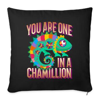 Chameleon funny saying You-Are-One-In-A-Million - Sofa pillowcase 17,3'' x 17,3'' (45 x 45 cm) - black - Front