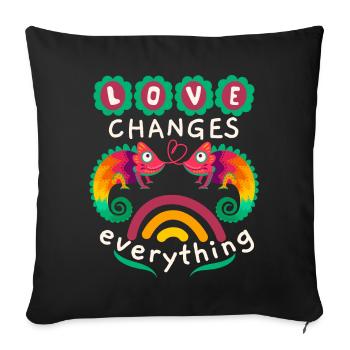 Saint-Valentin, amour caméléon, dicton drôle - Housse de coussin décorative 45 x 45 cm - noir - Devant