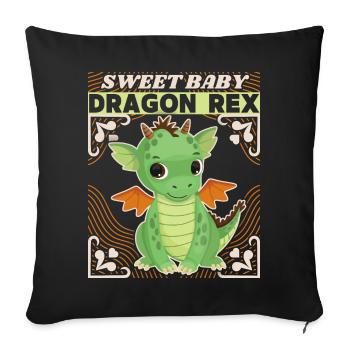 Bébé fille, bébé garçon, petit dinosaure, disant - Housse de coussin décorative 45 x 45 cm - noir - Devant