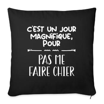 J'aime pas les gens !! - Housse de coussin décorative 45 x 45 cm - noir - Devant