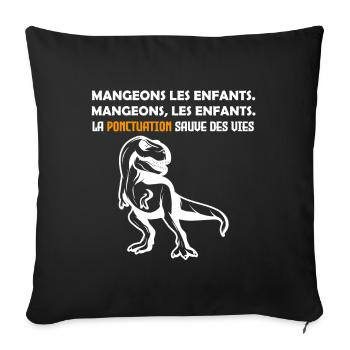 dinosaure. Mangeons, les enfants. - Housse de coussin décorative 45 x 45 cm - noir - Devant