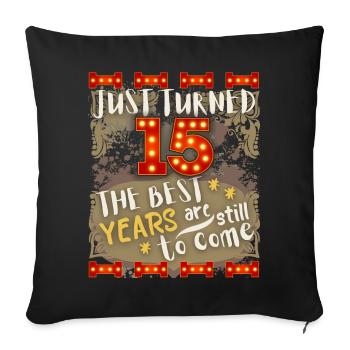15ème anniversaire 15 ans vintage design, disant - Housse de coussin décorative 45 x 45 cm - noir - Devant