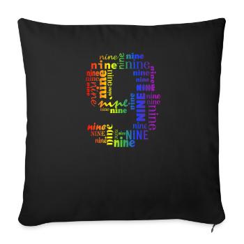 Nine 9th Birthday | Coldorful Words Themed - Sofakissenbezug 45 x 45 cm - Schwarz - Vorne