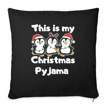 Pyjama de Noël Pingouin de Noël - Housse de coussin décorative 45 x 45 cm - noir - Devant