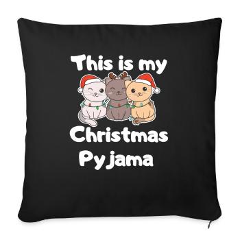Christmas Cat Christmas Pajamas - Sofa pillowcase 17,3'' x 17,3'' (45 x 45 cm) - black - Front
