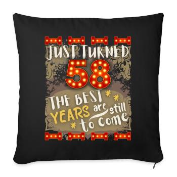58th birthday 58 years old vintage design, saying - Sofa pillowcase 17,3'' x 17,3'' (45 x 45 cm) - black - Front