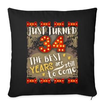 34th birthday 34 years old vintage design, saying - Sofa pillowcase 17,3'' x 17,3'' (45 x 45 cm) - black - Front
