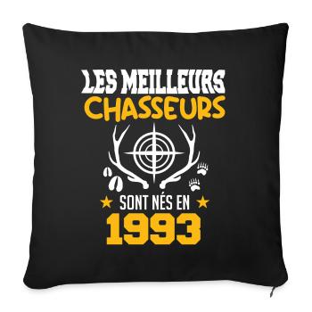 Chasseur | Anniversaire chasseur 1993 - Housse de coussin décorative 45 x 45 cm - noir - Devant