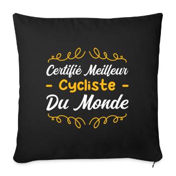 CERTIFIÉ MEILLEUR CYCLISTE DU MONDE - Housse de coussin décorative 45 x 45 cm - noir - Devant