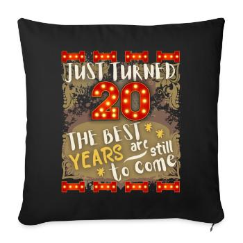 20th birthday 20 years old vintage design, saying - Sofa pillowcase 17,3'' x 17,3'' (45 x 45 cm) - black - Front