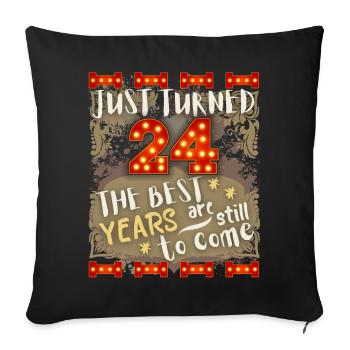 24th birthday 24 years old vintage design, saying - Sofa pillowcase 17,3'' x 17,3'' (45 x 45 cm) - black - Front