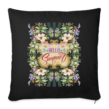 Vintage Flowers, Summer Saying Hello-Summer - Sofa pillowcase 17,3'' x 17,3'' (45 x 45 cm) - black - Front