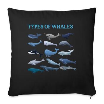 Types of Whales Whale Lovers Whales Species - Sofa pillowcase 17,3'' x 17,3'' (45 x 45 cm) - black - Front