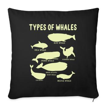 Types of Whales Whale Lovers Whales Species - Sofa pillowcase 17,3'' x 17,3'' (45 x 45 cm) - black - Front