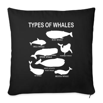 Types of Whales Whale Lovers Whales Species - Sofa pillowcase 17,3'' x 17,3'' (45 x 45 cm) - black - Front