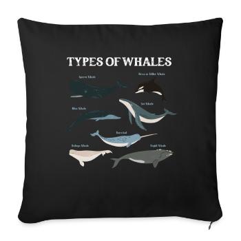 Types of Whales Whale Lovers Whales Species - Sofa pillowcase 17,3'' x 17,3'' (45 x 45 cm) - black - Front