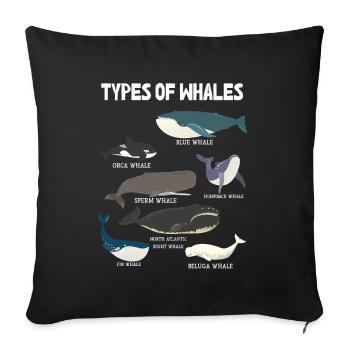 Types of Whales Whale Lovers Whales Species - Sofa pillowcase 17,3'' x 17,3'' (45 x 45 cm) - black - Front