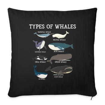 Types of Whales Whale Lovers Whales Species - Sofa pillowcase 17,3'' x 17,3'' (45 x 45 cm) - black - Front