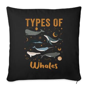 Types of Whales Whale Lovers Whales Species - Sofa pillowcase 17,3'' x 17,3'' (45 x 45 cm) - black - Front