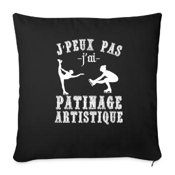 J' peux pas, j'ai patinage - Housse de coussin décorative 45 x 45 cm - noir - Devant
