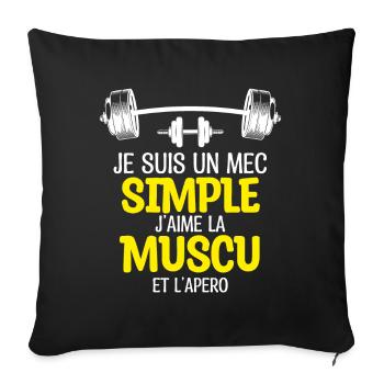 un mec simple LA MUSCU - Housse de coussin décorative 45 x 45 cm - noir - Devant