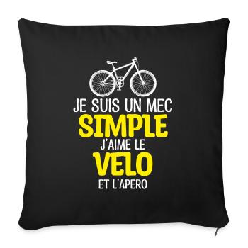 Mec simple - vélo - Housse de coussin décorative 45 x 45 cm - noir - Devant