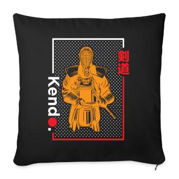 Kendo Japonais Épée Combat Arts Martiaux - Housse de coussin décorative 45 x 45 cm - noir - Devant