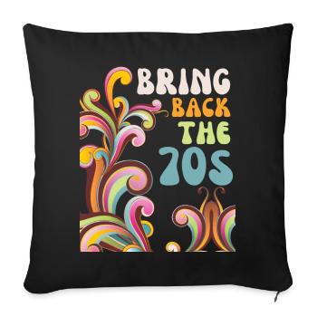 70s, retro style, funny saying 1970 - Sofa pillowcase 17,3'' x 17,3'' (45 x 45 cm) - black - Front