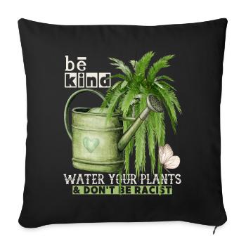 Fan de plantes, anti-racisme be-kind, paix paix - Housse de coussin décorative 45 x 45 cm - noir - Devant