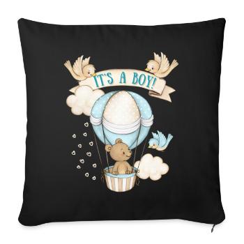 Baby-Boy, Teddy Bear-Baby, Cute-Design It’s-A-Boy - Housse de coussin décorative 45 x 45 cm - noir - Devant
